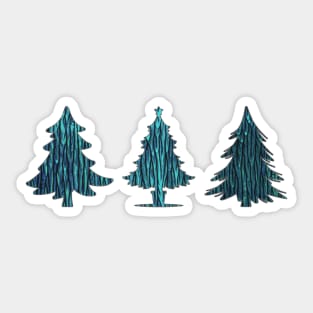 Three cool textured teal Christmas trees (Happy Holidays!) Sticker